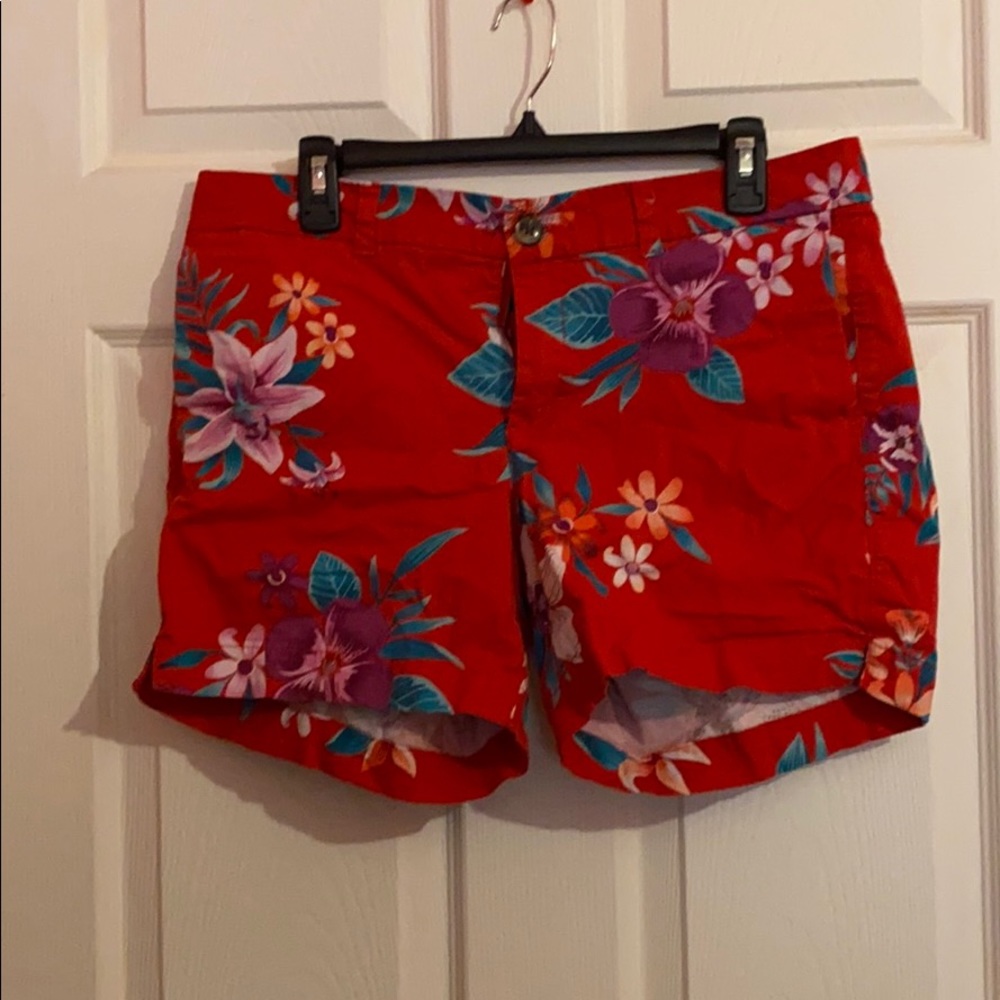 Red Floral Shorts